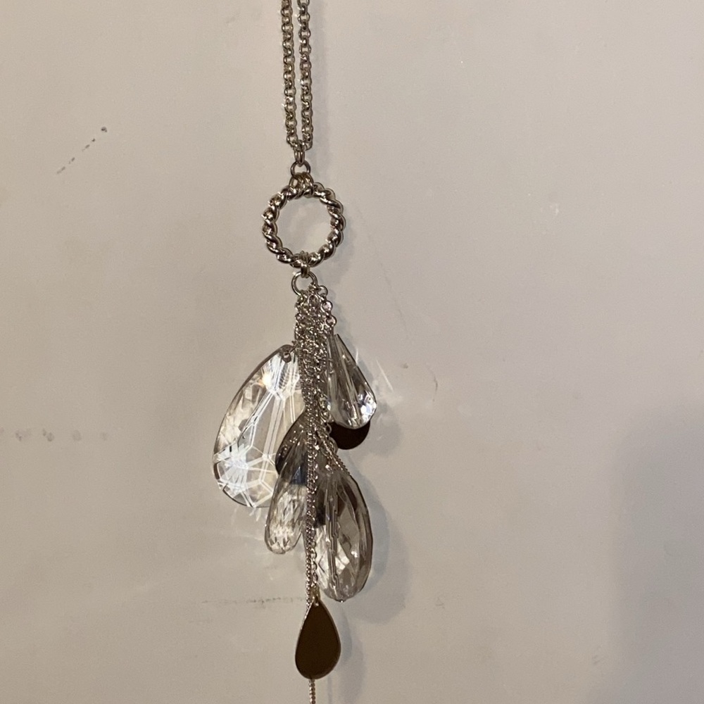 🤍🩶🤍NWT Silver & Clear Long Fashion Necklace - Picture 5 of 7